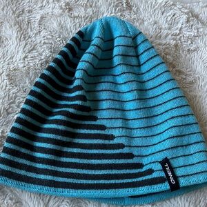 O’Neill Stripped Aqua Blue & Black Kids Beanie OS